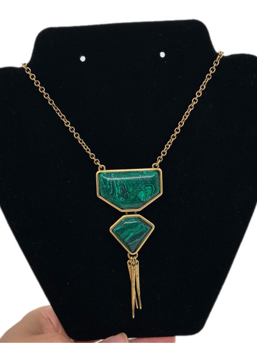 LUCKY BRAND MALACHITE GEOMETRIC NECKLACE